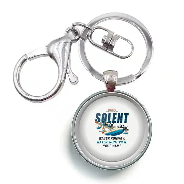 Short S.45 Solent Mk 3 - Cartoon + Name - Circle Key Chain - White