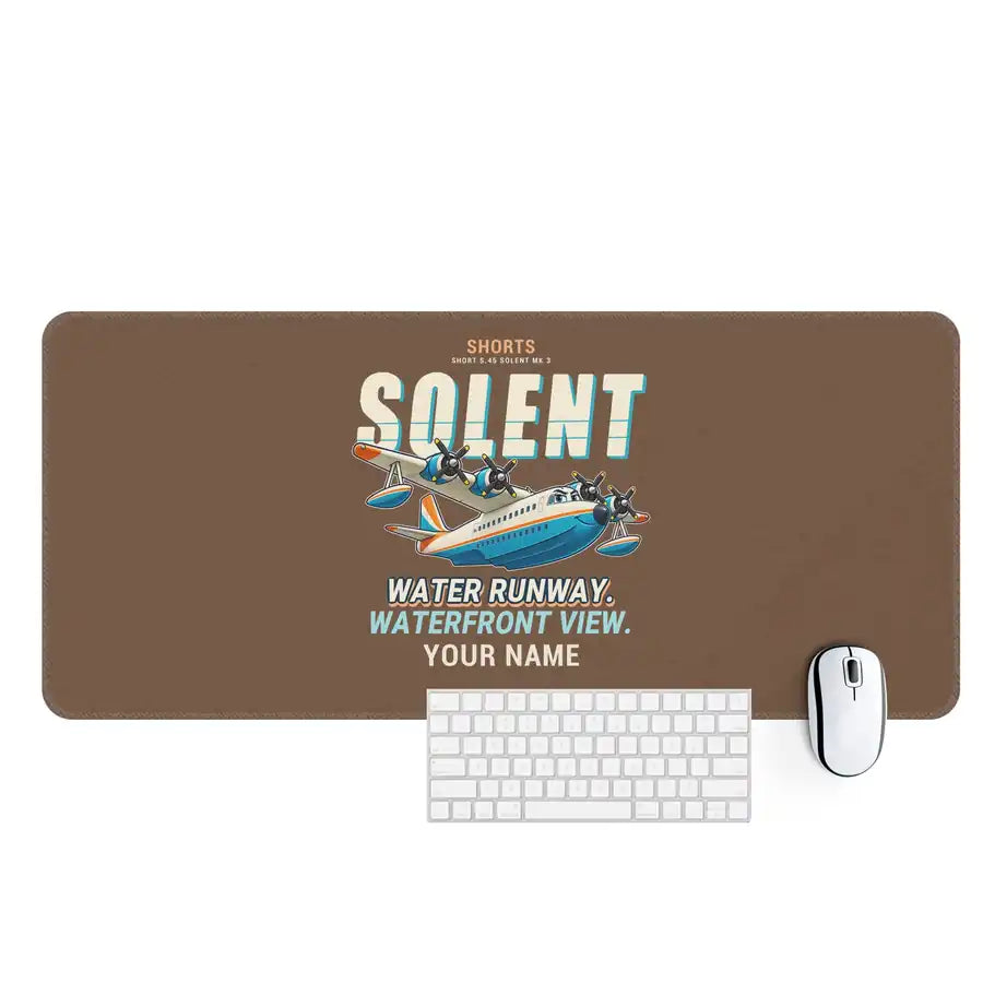 Short S.45 Solent Mk 3 - Cartoon + Name - Desk Mat - Brown