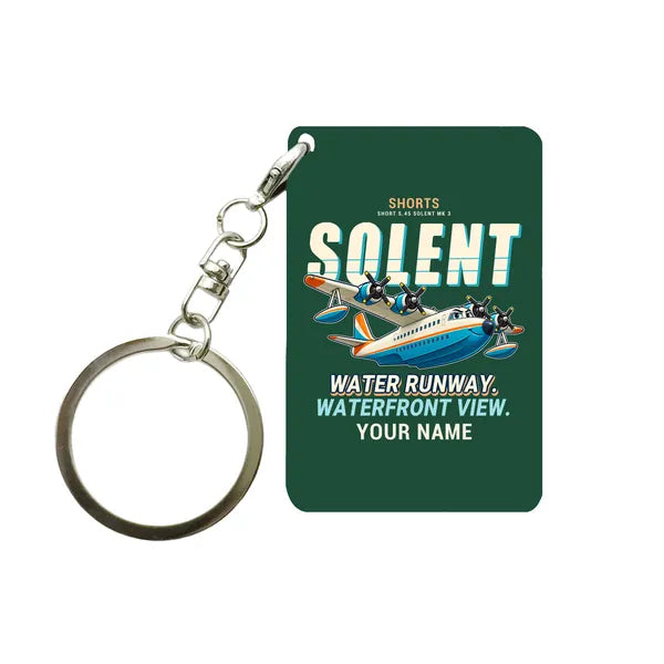 Short S.45 Solent Mk 3 - Cartoon + Name - Key Chain - Dark Green