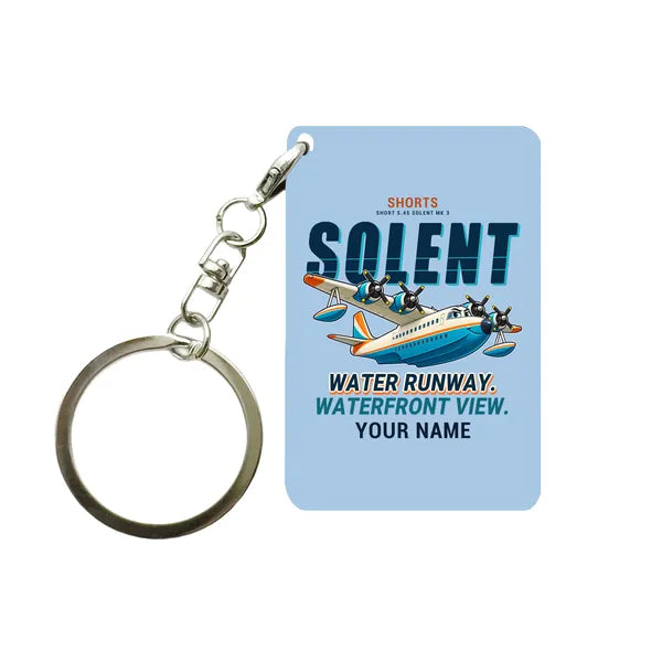 Short S.45 Solent Mk 3 - Cartoon + Name - Key Chain - Light Blue