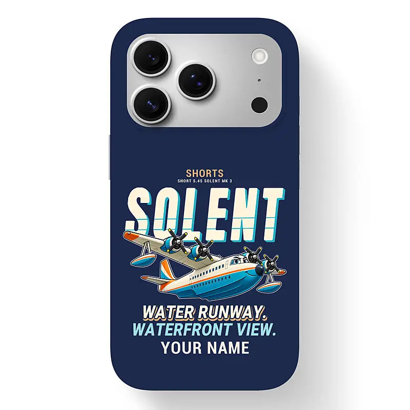 Short S.45 Solent Mk 3 - Cartoon + Name - MagSafe iPhone 17 Pro - Navy Blue