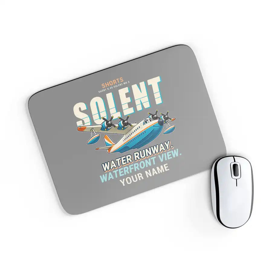 Short S.45 Solent Mk 3 - Cartoon + Name - Mouse Pad - Gray