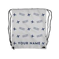 Thumbnail for Short S.45 Solent Mk 3 - Drawstring Bag - 3D Pattern + Name - Light Gray