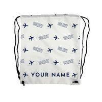 Thumbnail for Short S.45 Solent Mk 3 - Drawstring Bag - 3D Pattern + Name - White