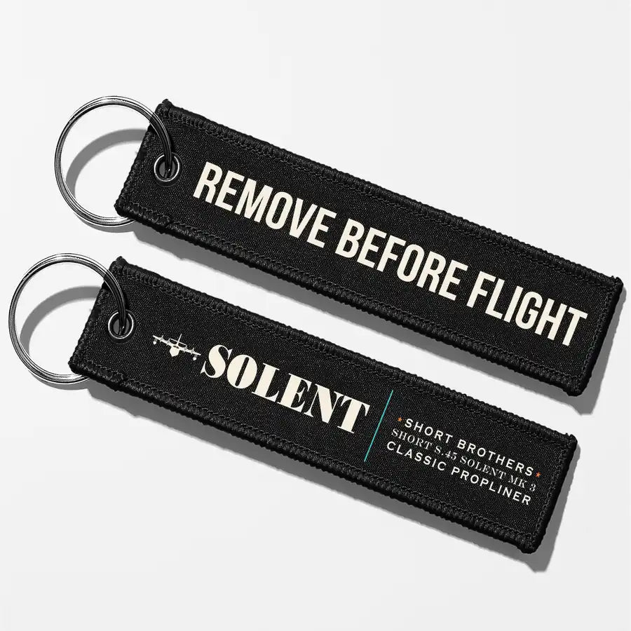 Short S.45 Solent Mk 3 Aviator Key Chains - Black - Heritage - Remove Before Flight