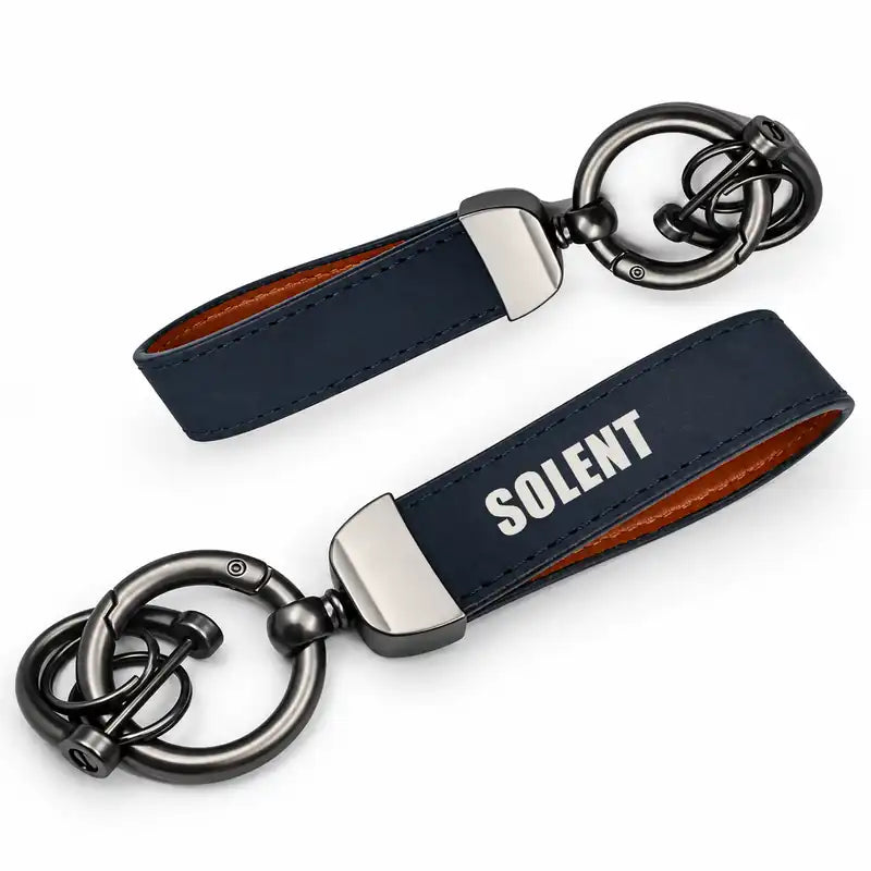 Short S.45 Solent Mk 3 - Leather Key Chain - Horseshoe Buckle - Heritage - Navy Blue