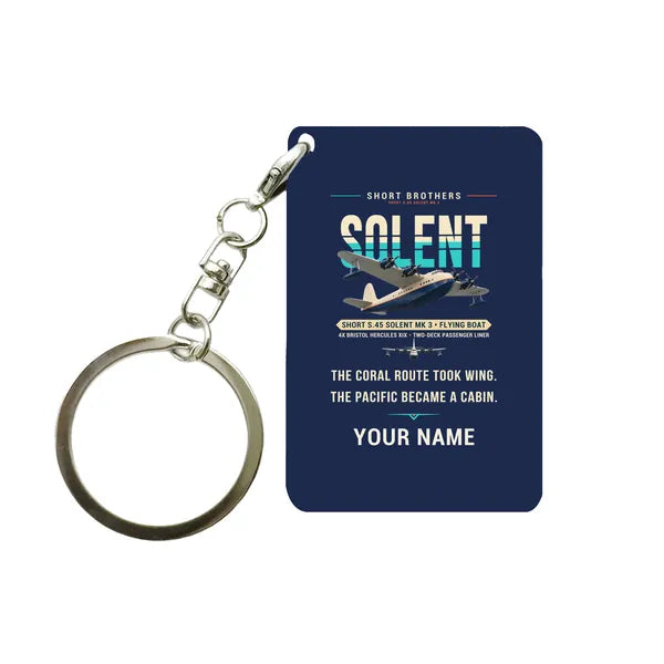 Short S.45 Solent Mk 3 - Original + Name - Key Chain - Navy Blue