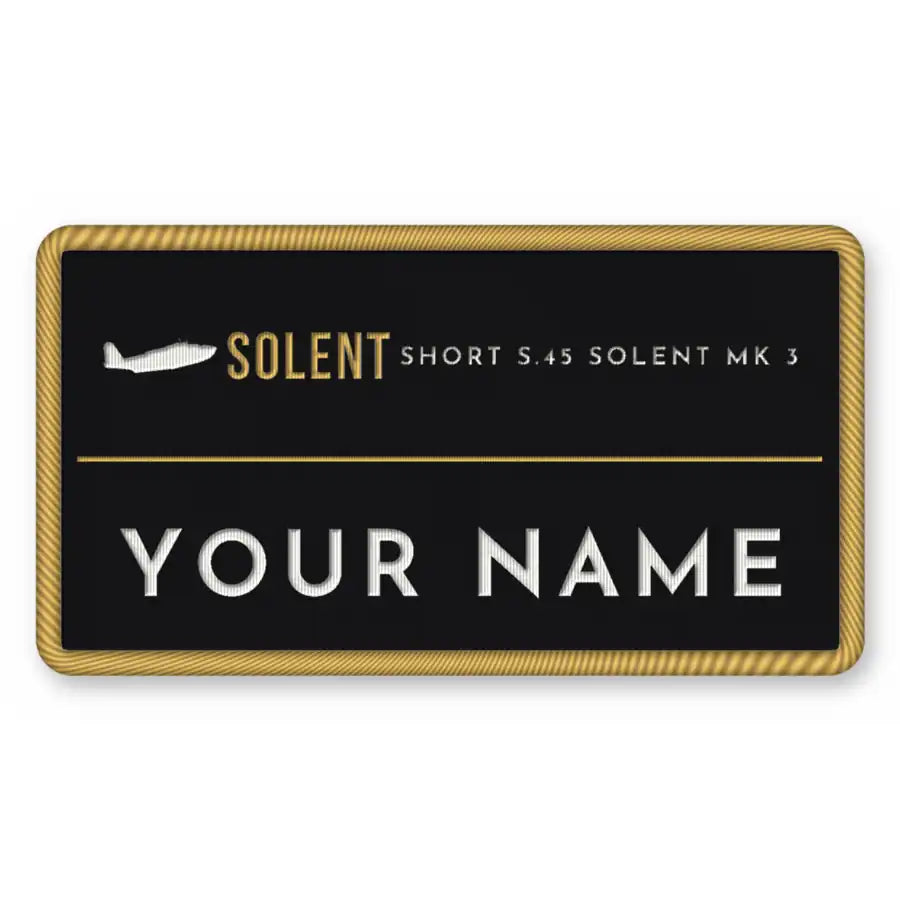 Short S.45 Solent Mk 3 Patches - Rectangle + Name - Black Gold