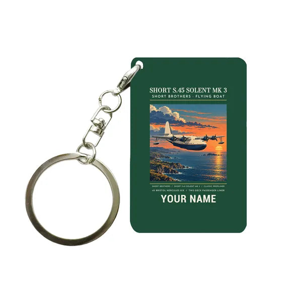 Short S.45 Solent Mk 3 - Poster + Name - Key Chain - Dark Green