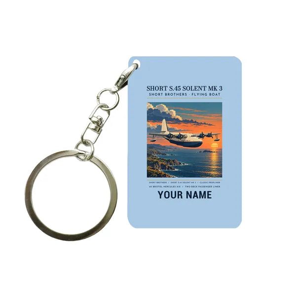 Short S.45 Solent Mk 3 - Poster + Name - Key Chain - Light Blue