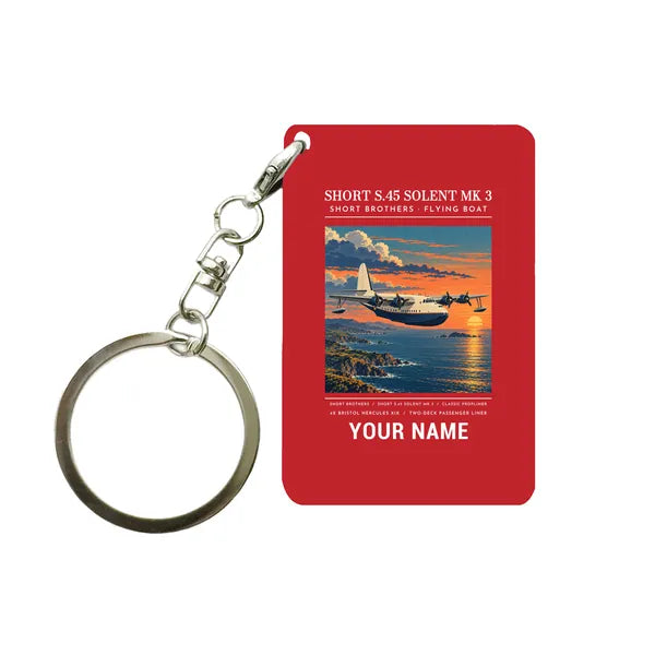 Short S.45 Solent Mk 3 - Poster + Name - Key Chain - Red