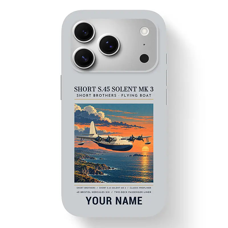 Short S.45 Solent Mk 3 - Poster + Name - MagSafe iPhone 17 Pro - Light Gray