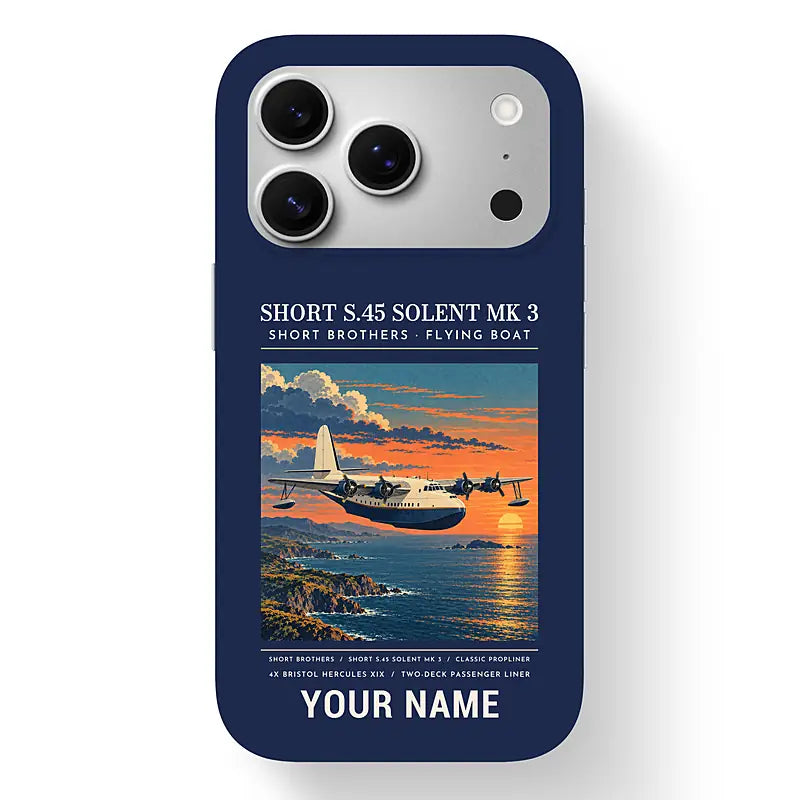Short S.45 Solent Mk 3 - Poster + Name - MagSafe iPhone 17 Pro - Navy Blue