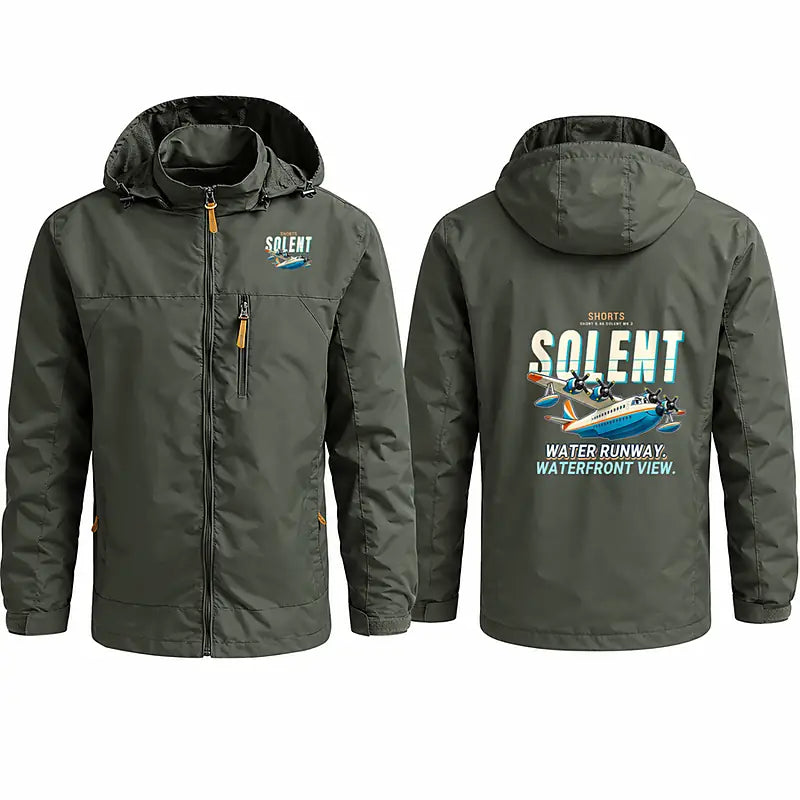 Short S.45 Solent Mk 3 Stylish Jackets - Hooded Windbreaker - Cartoon - Olive Green