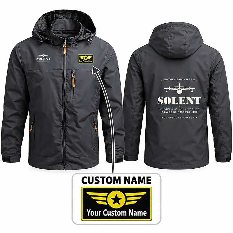 Short S.45 Solent Mk 3 Stylish Jackets - Hooded Windbreaker - Heritage + Name - Charcoal