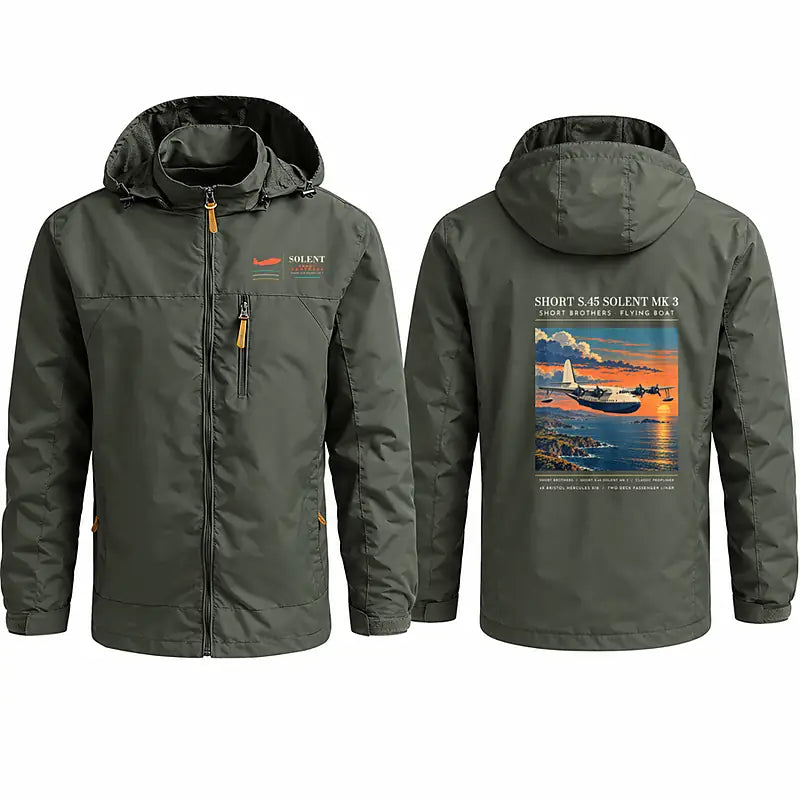 Short S.45 Solent Mk 3 Stylish Jackets - Hooded Windbreaker - Poster - Olive Green