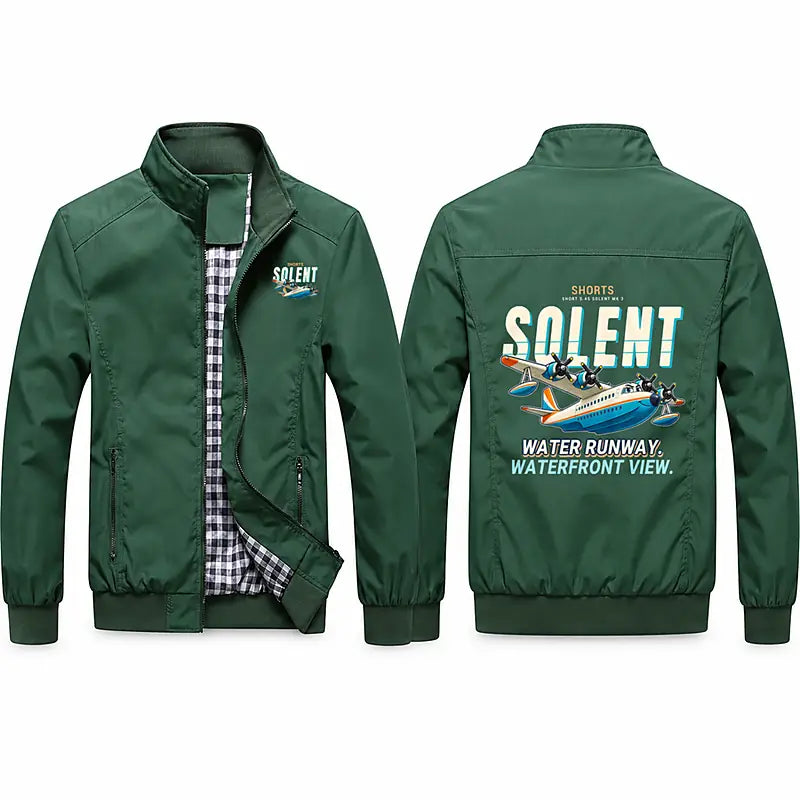Short S.45 Solent Mk 3 Stylish Jackets - Stand Collar - Cartoon - Green