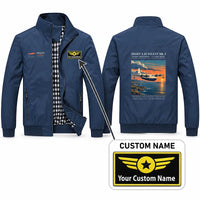Thumbnail for Short S.45 Solent Mk 3 Stylish Jackets - Stand Collar - Poster + Name - Navy Blue