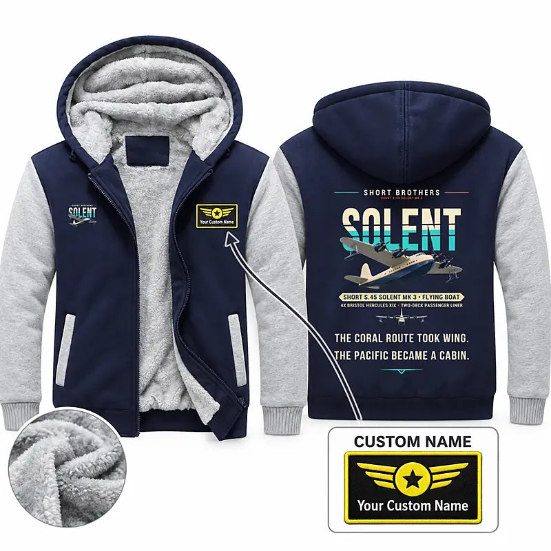 Short S.45 Solent Mk 3 Zipped Sweatshirts - Original + Name - Navy & Gray