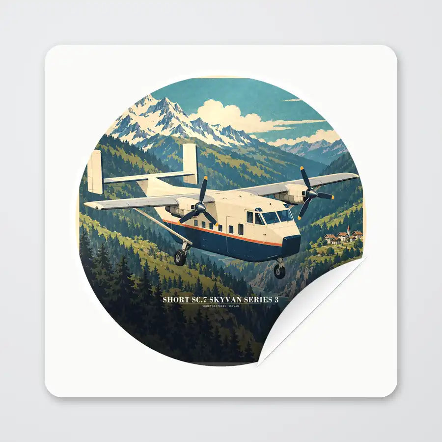 Short SC.7 Skyvan Series 3 - 3D - Circle Sticker - Peel