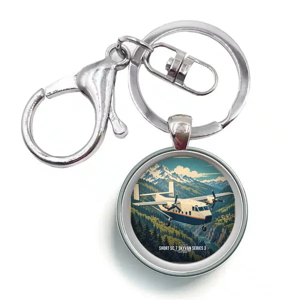 Short SC.7 Skyvan Series 3 - 3D + Name - Circle Key Chain - Full Print