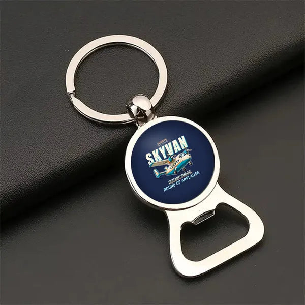 Short SC.7 Skyvan Series 3 - Cartoon - Bottle Opener Key Chain - Navy Blue