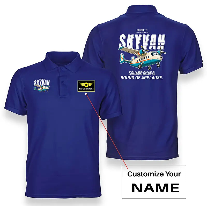 Short SC.7 Skyvan Series 3 - Cartoon - Double-Side Polo - Blue + Name