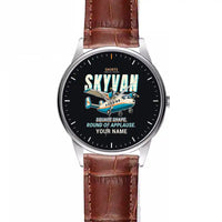 Thumbnail for Short SC.7 Skyvan Series 3 - Cartoon + Name - Leather Strap - Striped Brown Leather Strap