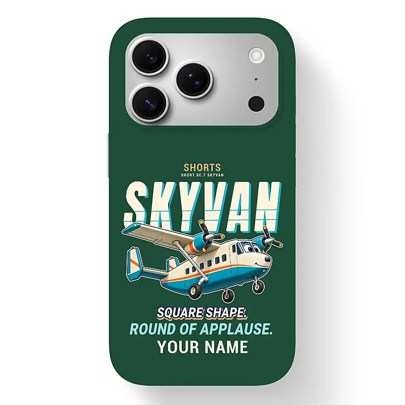 Short SC.7 Skyvan Series 3 - Cartoon + Name - MagSafe iPhone 17 Pro - Dark Green