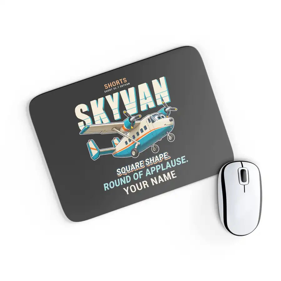 Short SC.7 Skyvan Series 3 - Cartoon + Name - Mouse Pad - Black