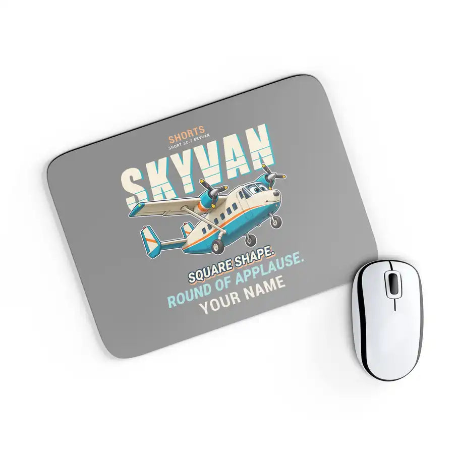 Short SC.7 Skyvan Series 3 - Cartoon + Name - Mouse Pad - Gray