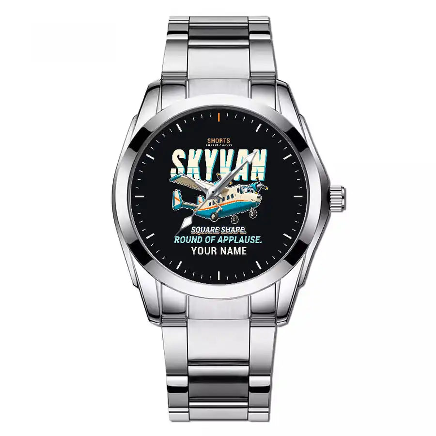 Short SC.7 Skyvan Series 3 - Cartoon + Name - Stainless Steel Band - For Men