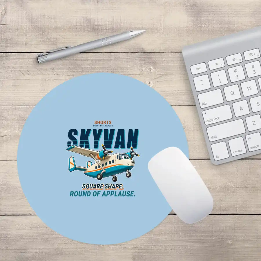 Short SC.7 Skyvan Series 3 - Cartoon - Round Mouse Pad - Light Blue