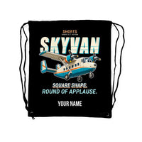 Thumbnail for Short SC.7 Skyvan Series 3 - Drawstring Bag - Cartoon + Name - Black