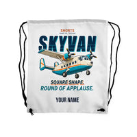 Thumbnail for Short SC.7 Skyvan Series 3 - Drawstring Bag - Cartoon + Name - White
