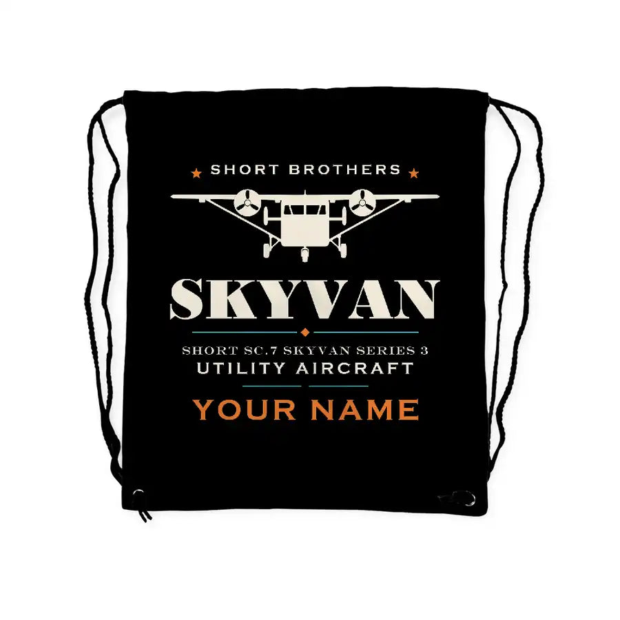 Short SC.7 Skyvan Series 3 - Drawstring Bag - Heritage + Name - Black
