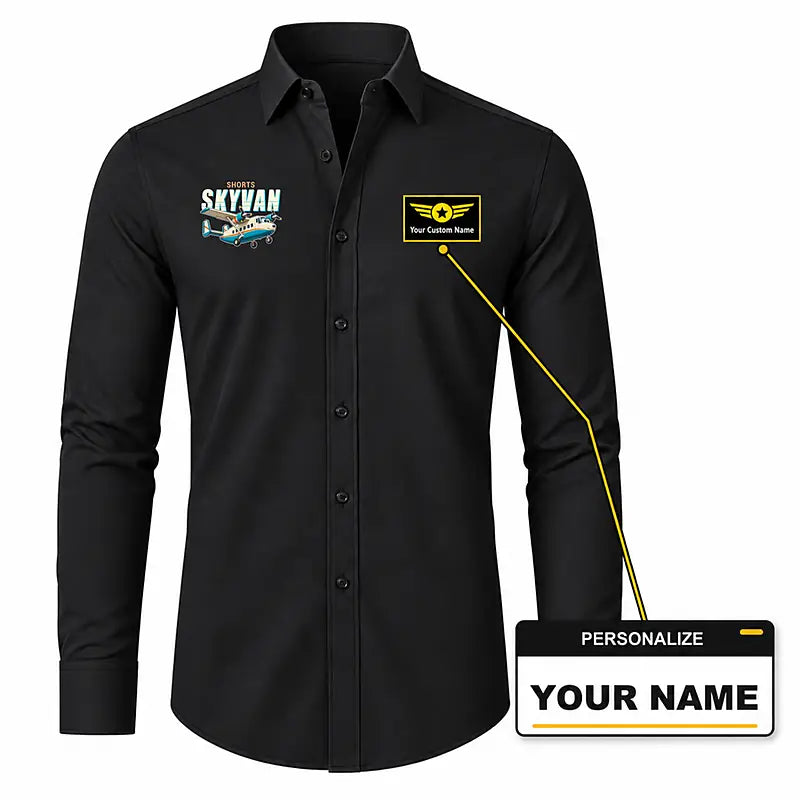 Short SC.7 Skyvan Series 3 - Long Sleeve Shirt - Cartoon - Black + NAME