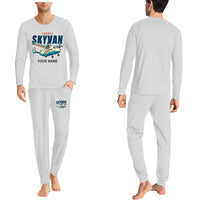 Thumbnail for Short SC.7 Skyvan Series 3 - Men Pajamas - Cartoon Chest + Name - Light Gray