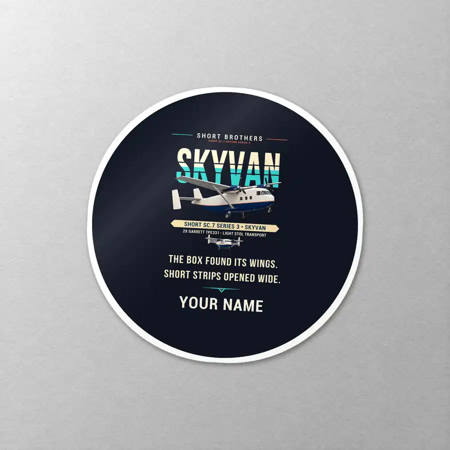 Short SC.7 Skyvan Series 3 - Original + Name - Circle Sticker - Close-up