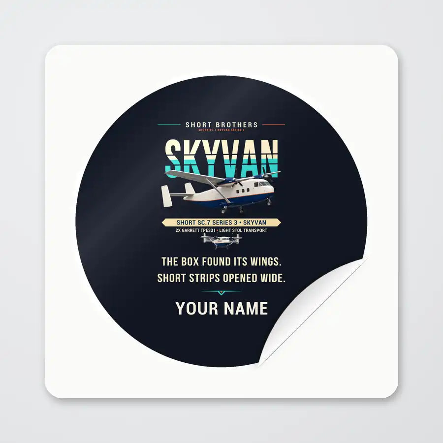 Short SC.7 Skyvan Series 3 - Original + Name - Circle Sticker - Peel