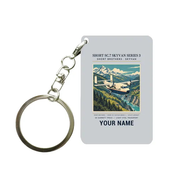 Short SC.7 Skyvan Series 3 - Poster + Name - Key Chain - Light Gray