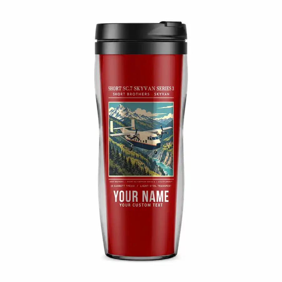 Short SC.7 Skyvan Series 3 - Poster + Name - Plastic (No Holder) - Red