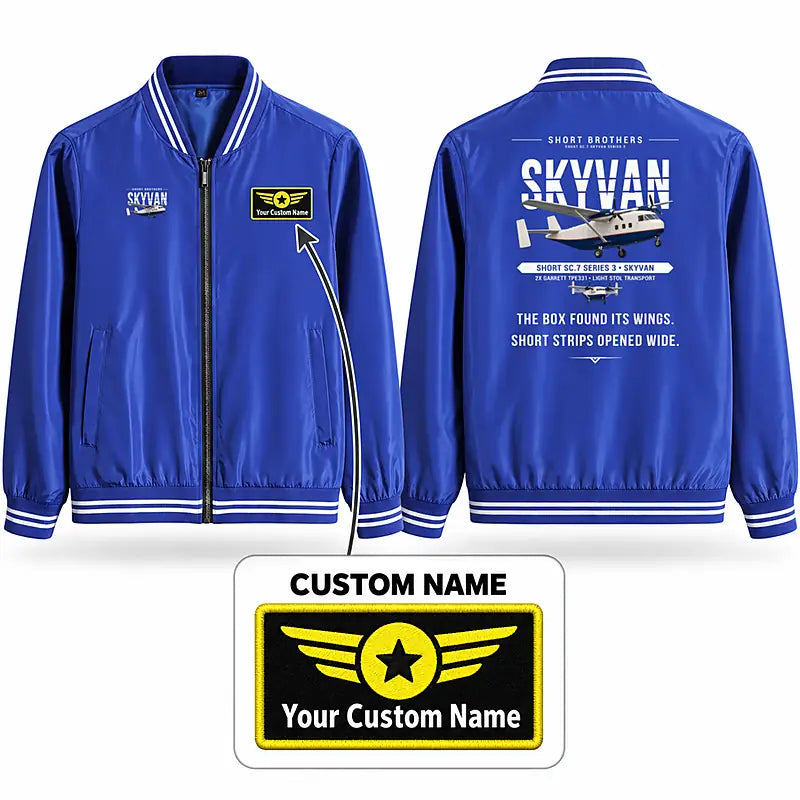 Short SC.7 Skyvan Series 3 Stylish Jackets - Baseball Collar - Original + Name - Royal Blue