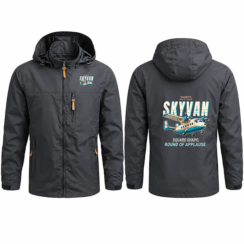 Short SC.7 Skyvan Series 3 Stylish Jackets - Hooded Windbreaker - Cartoon - Charcoal