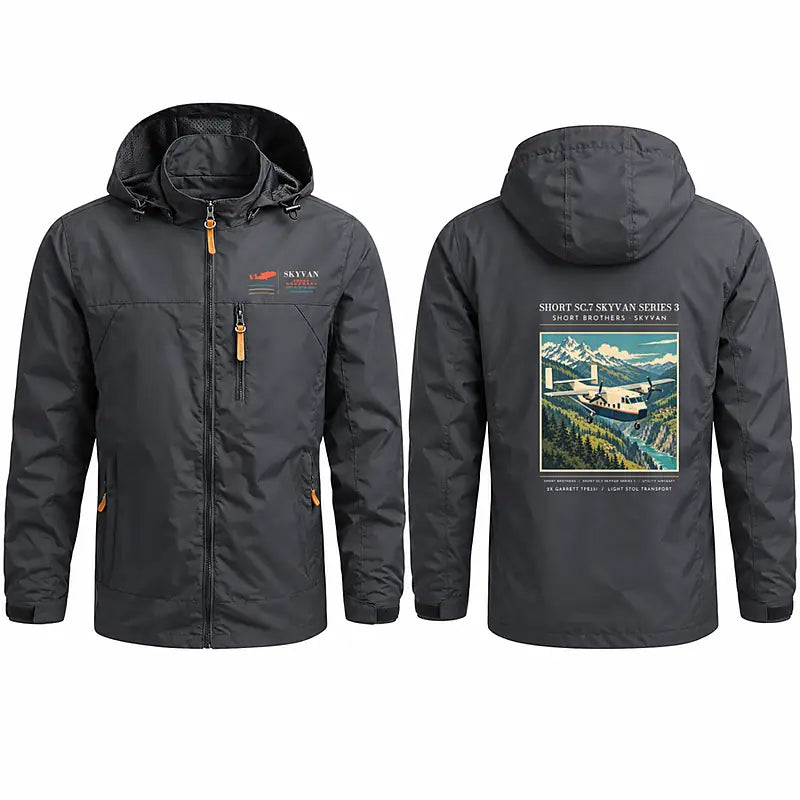 Short SC.7 Skyvan Series 3 Stylish Jackets - Hooded Windbreaker - Poster - Charcoal