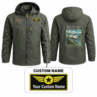 Thumbnail for Short SC.7 Skyvan Series 3 Stylish Jackets - Hooded Windbreaker - Poster + Name - Olive Green