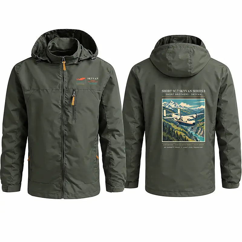 Short SC.7 Skyvan Series 3 Stylish Jackets - Hooded Windbreaker - Poster - Olive Green