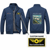 Thumbnail for Short SC.7 Skyvan Series 3 Stylish Jackets - Stand Collar - Poster + Name - Navy Blue