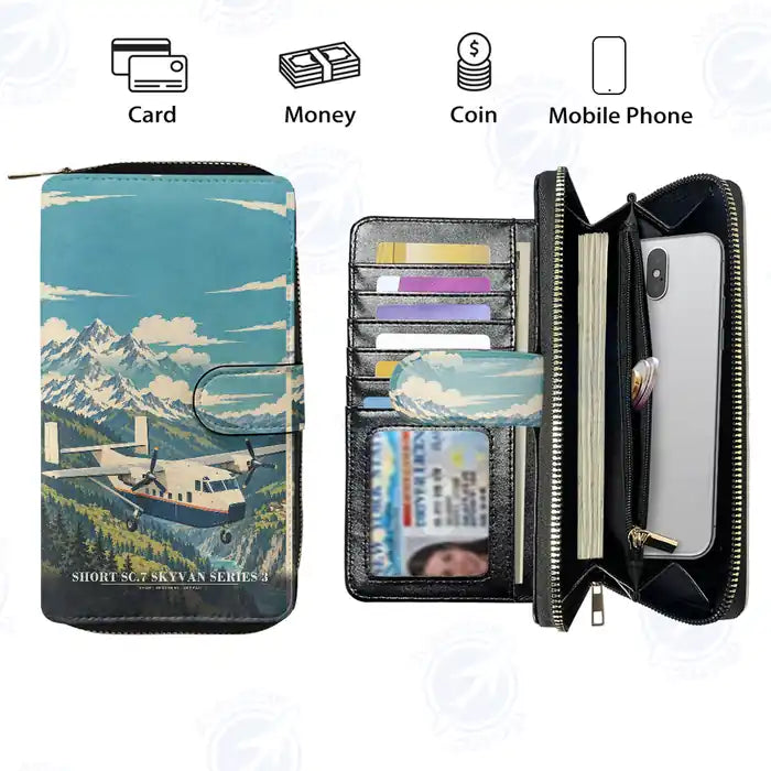 Short SC.7 Skyvan Series 3 Leather Wallets - Zip Long Wallet - 3D