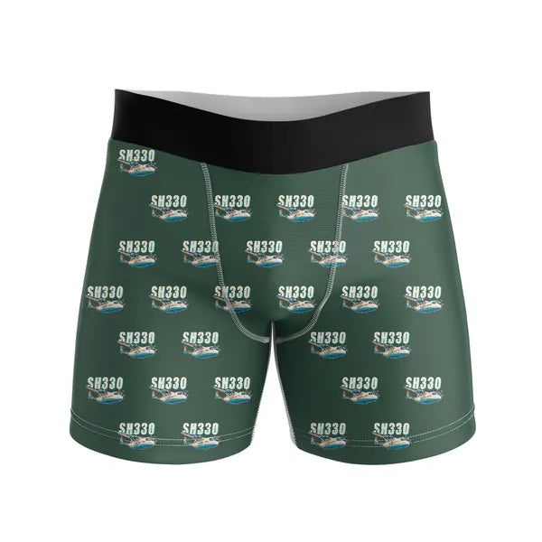 Shorts 330-200 - Men Boxers - Cartoon Pattern - Dark Green